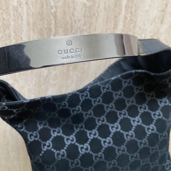 Vintage Gucci Tom Ford-era Guccissima Suede Metal Handle Hobo Bag - Picture 8 of 14